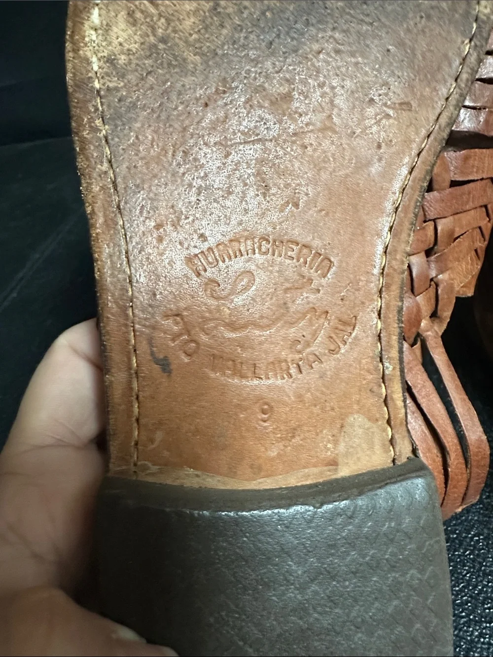 Men's Brown Leather Huarache Sandals - Classic Woven Slip-On M 9